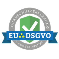 Siegel der DSGVO Datenschutzerklärung von Rechtsantwalt Dr.Schwenke erstellt.